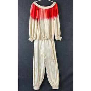 VTG Andrea Odicini For Giorgio Silk Top Jogger Pant Outfit Womens 38 Italy 80s
